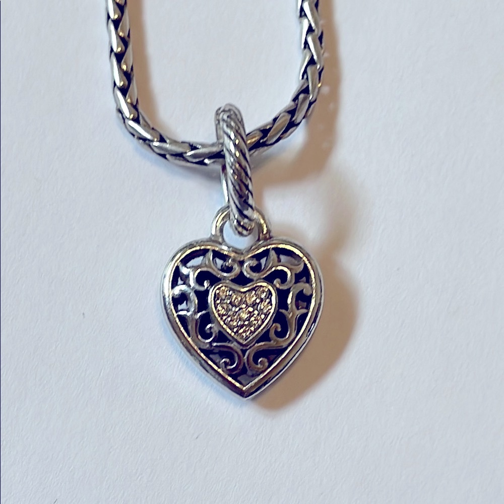 Brighton RENO Silver Heart on an add a Bead/Charm Necklace